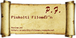 Piskolti Filomén névjegykártya